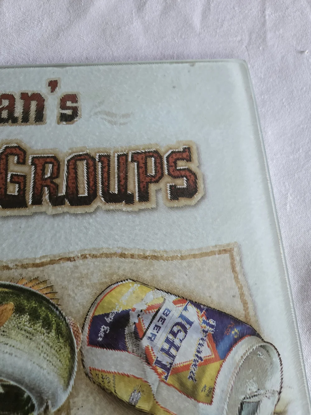 Glass Cutting Board - The Fisherman's 4 Basic Food Groups - Men's Cutting Board
